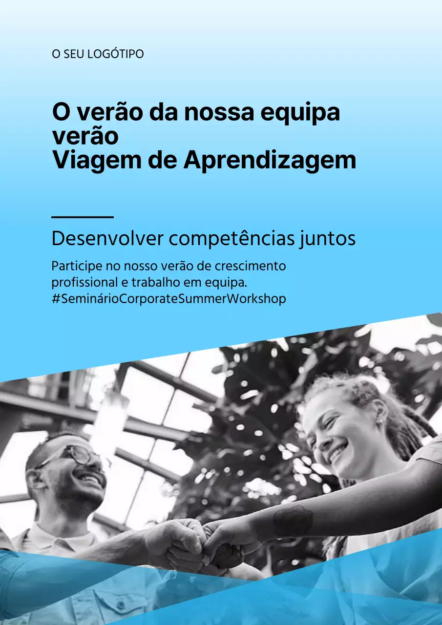 Promover uma oficina de verão moderna em azul claro