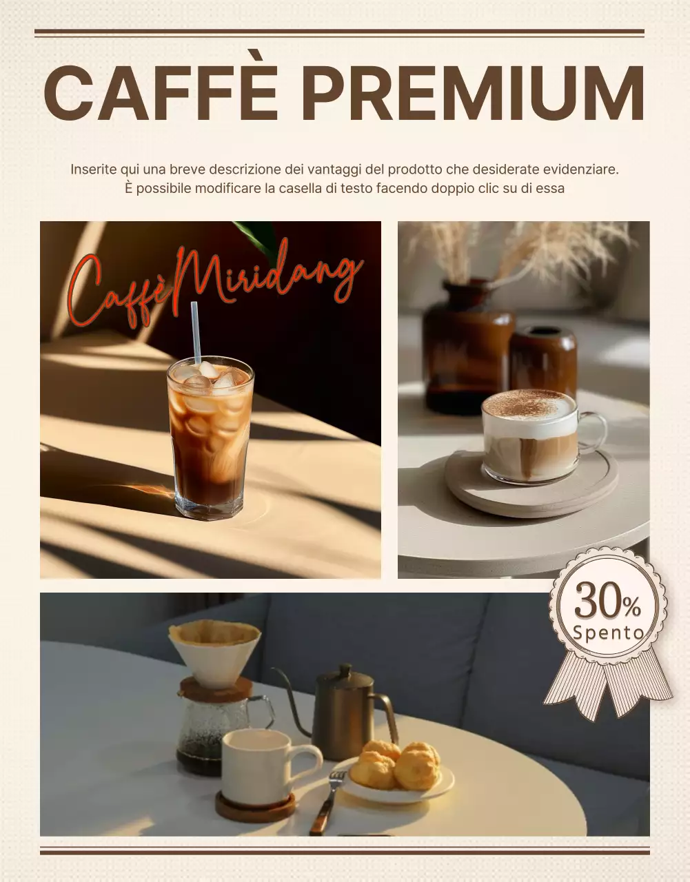 Pubblicità di un caffè-panificio d'epoca in avorio e beige