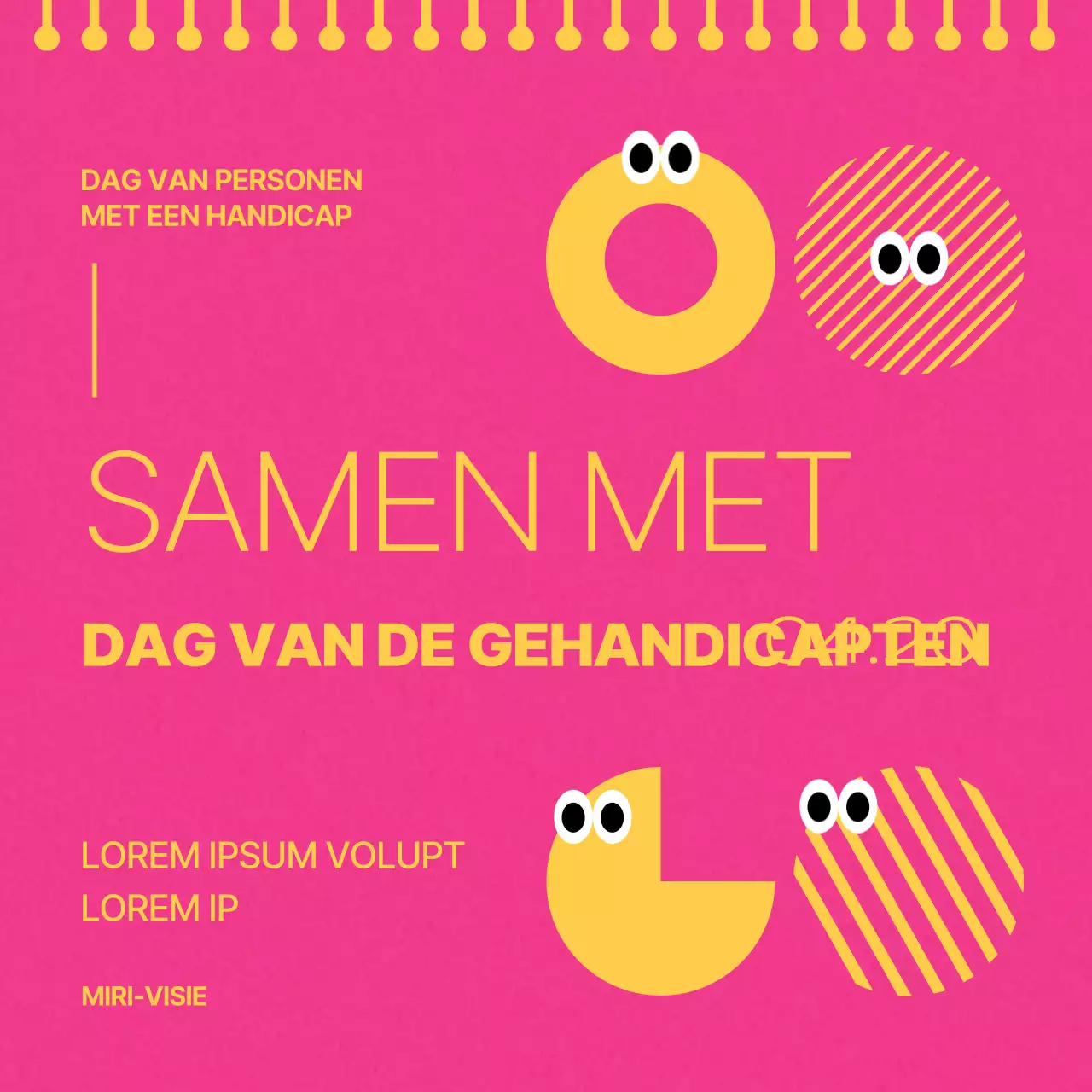 Geometrische Gehandicapten Dagpost in warm roze en geel