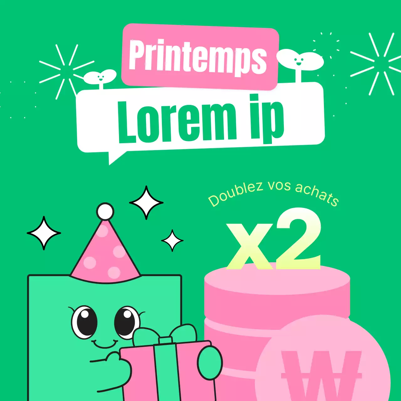 Promouvoir une jolie vente de printemps en chartreuse et en rose