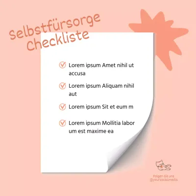 Beige-weiße Basis-Checkliste für die Selbstpflege Memo