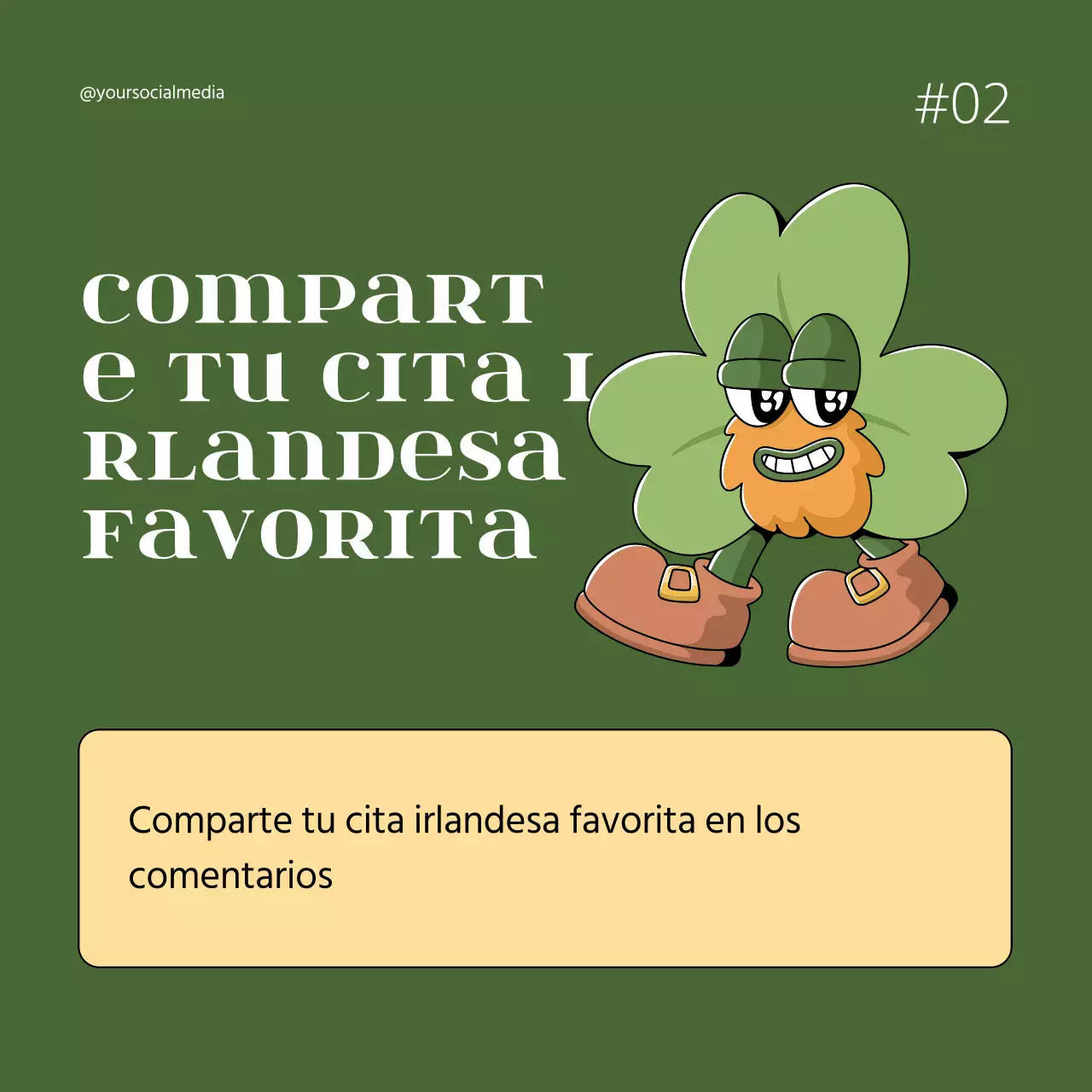 Anuncio retro verde y amarillo para el sorteo del Día de San Patricio