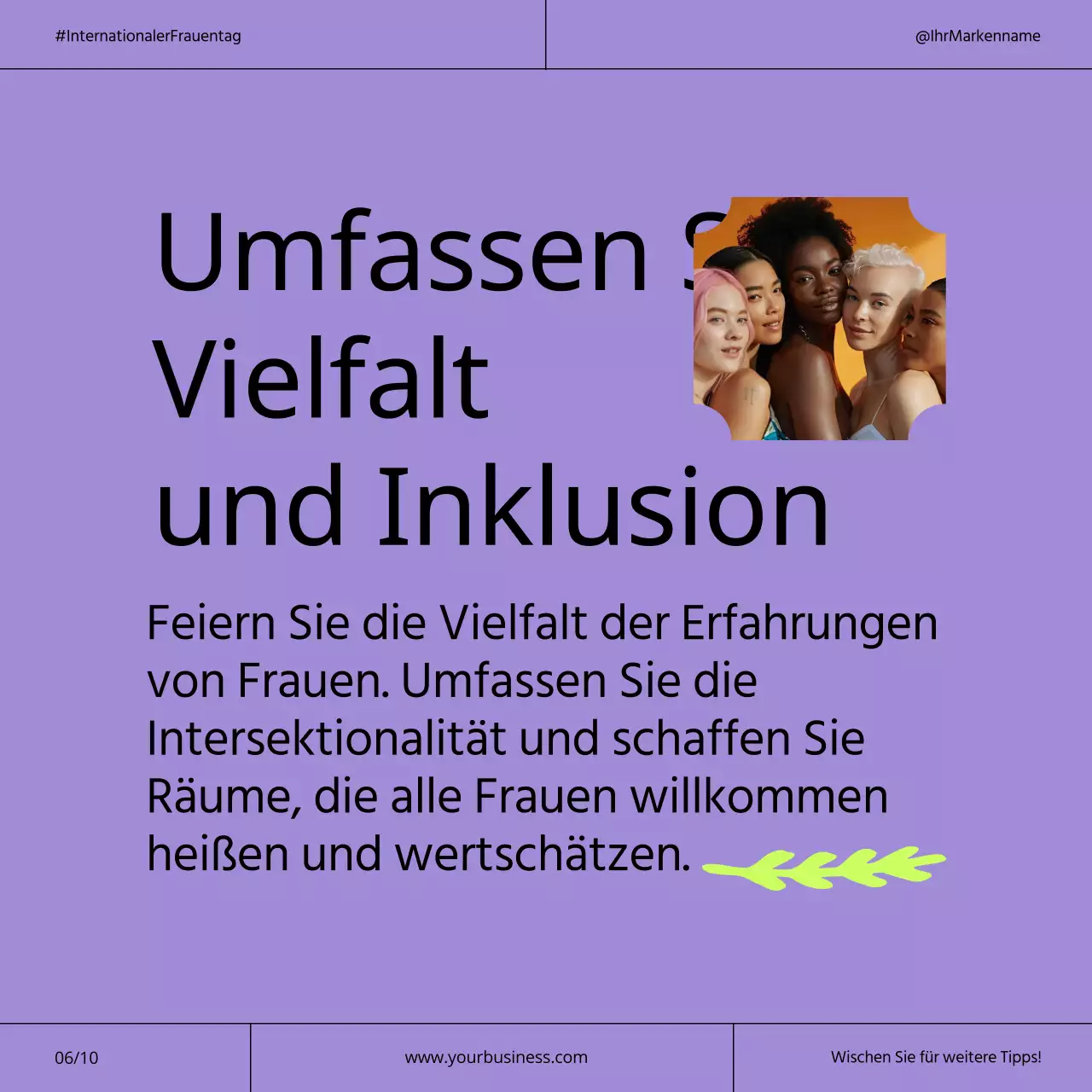 Lila und Neon Modern Kampagne zum Internationalen Frauentag