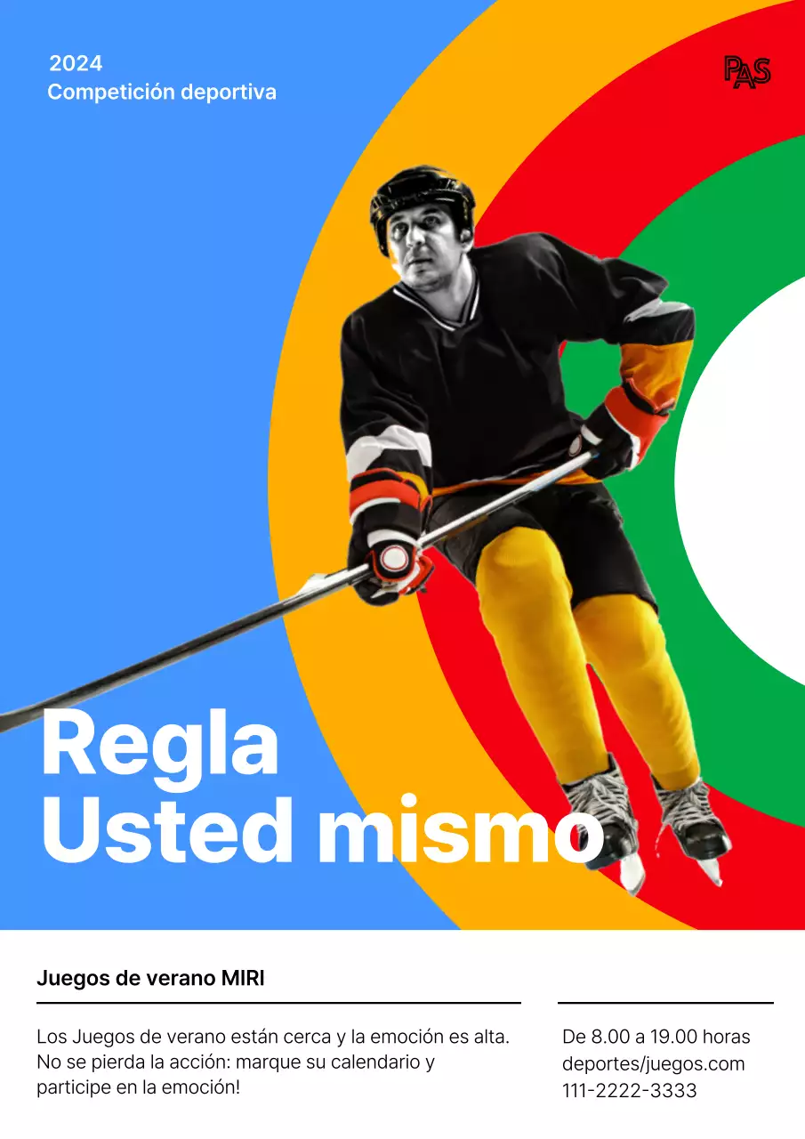 Promover InterHigh, una competición atlética nacional de secundaria moderna en rojo y azul.