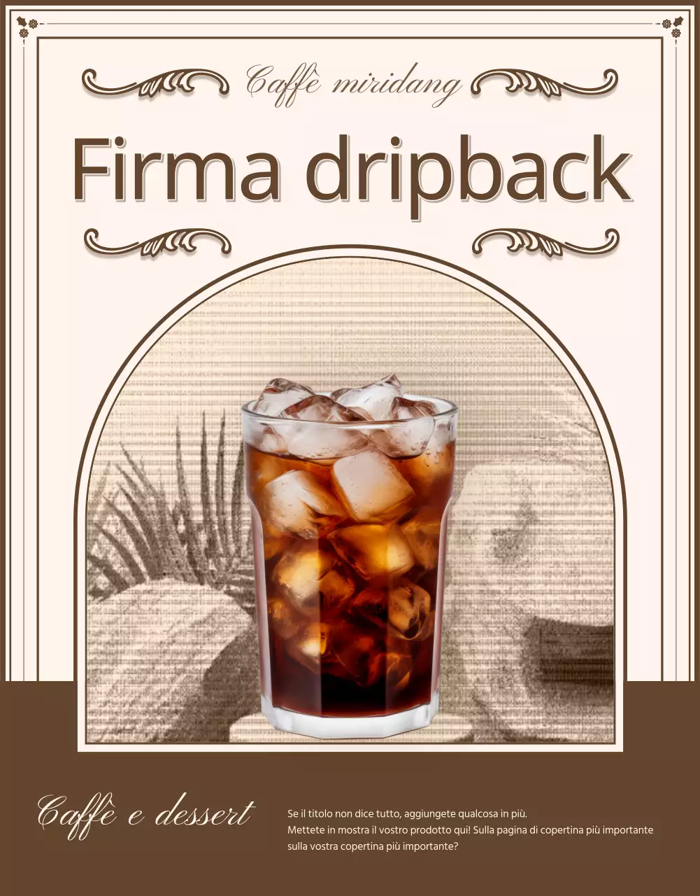 Pubblicità di un caffè-panificio d'epoca in avorio e beige