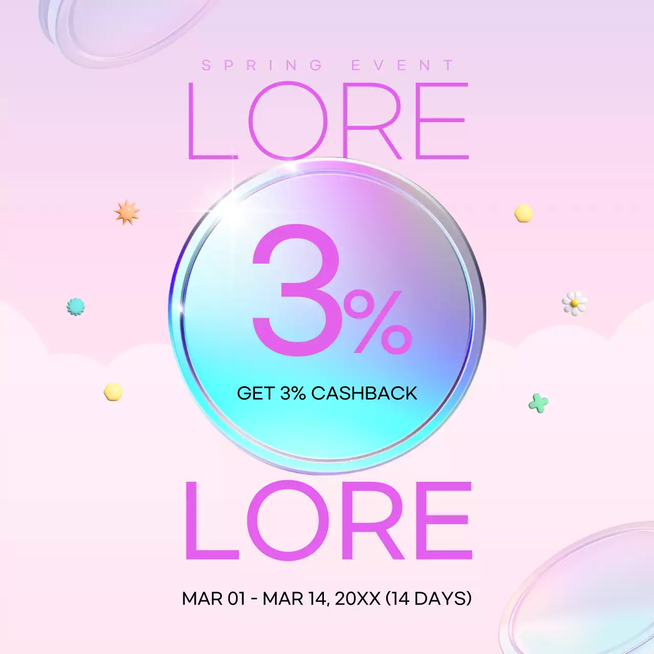 Pink Modern Cashback Promotion Social Media Post