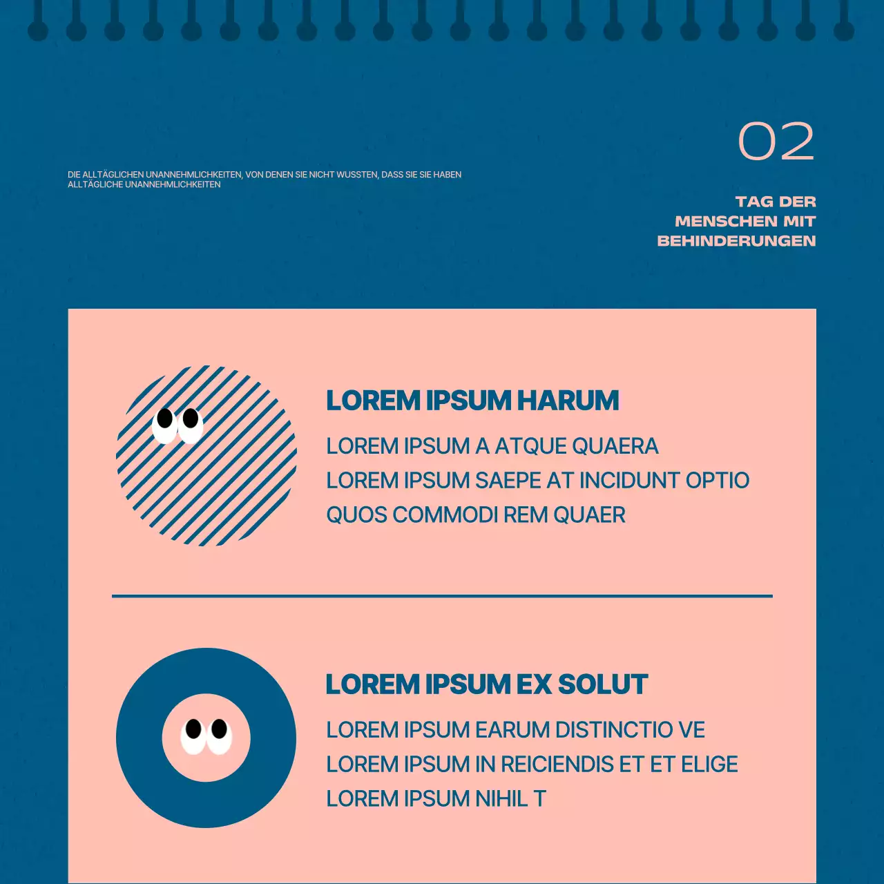 Geometrische Post zum Tag der Behinderung in Pink und Gelb