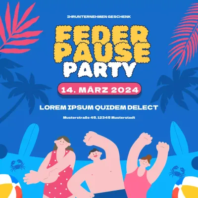 Blaue und rosa tropische Spring Break Party-Einladung