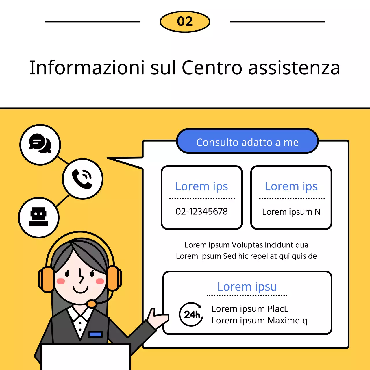 Una semplice guida gialla e blu per l'help desk