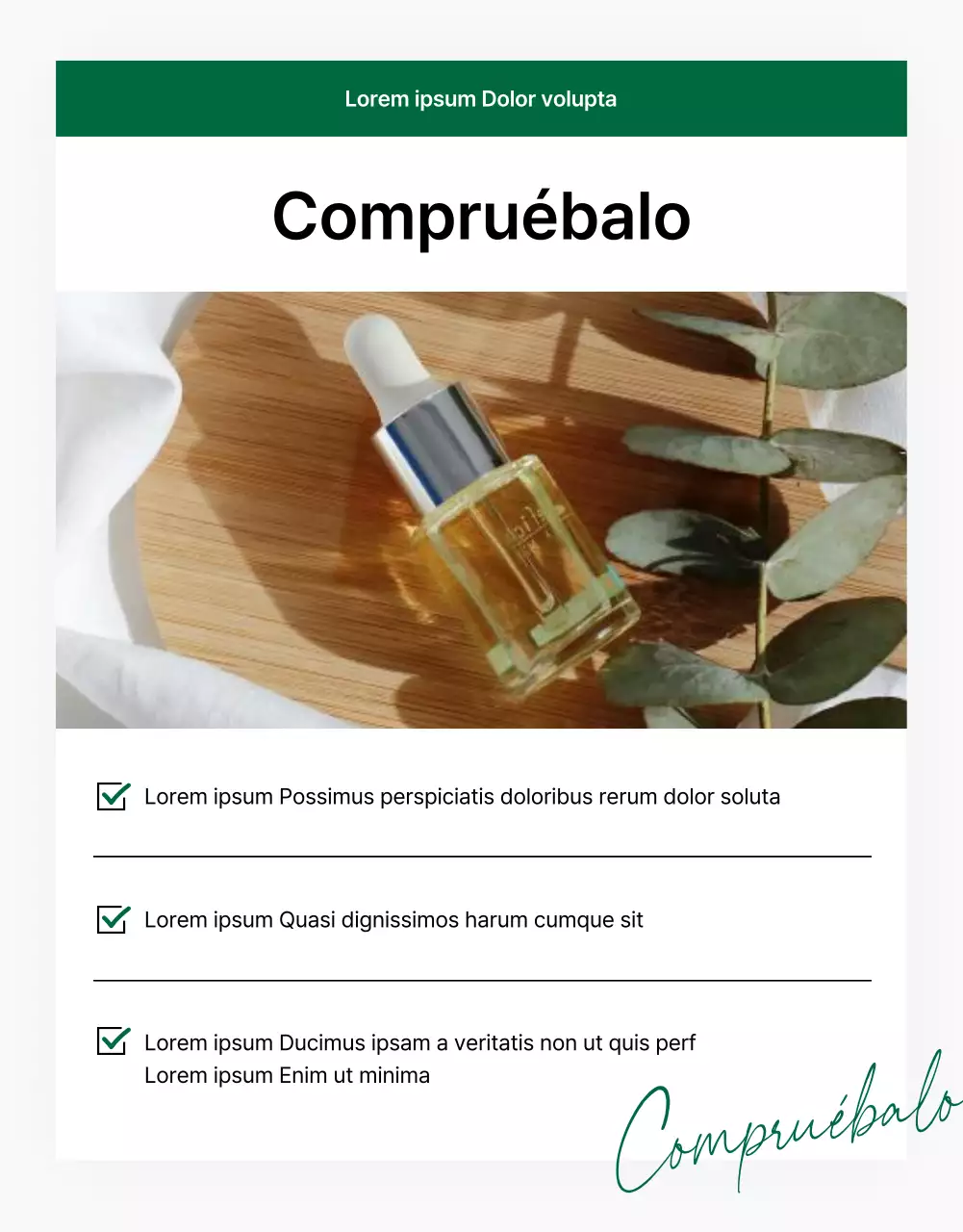 Promover la cosmética sencilla y natural en verde y blanco