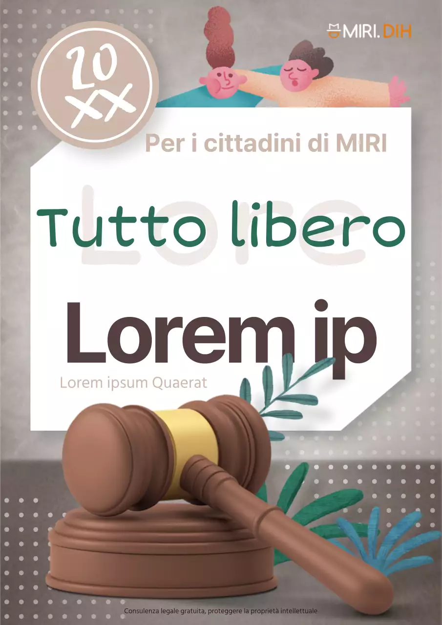Una pubblicità di consulenza legale ispirata alla pop-art in marrone e verde