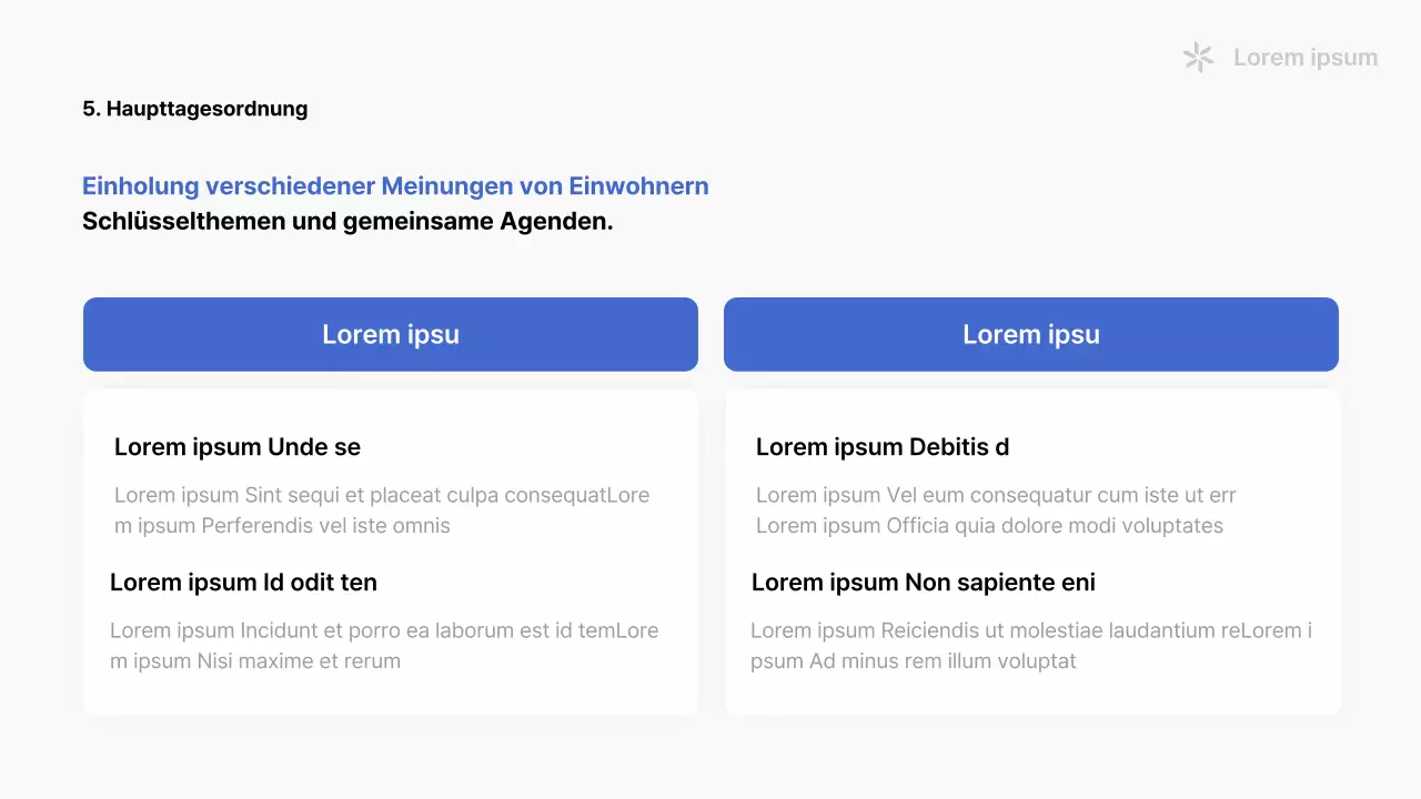 Ein einfacher blau-weißer Prospekt der Nachbarschaftsvereinigung