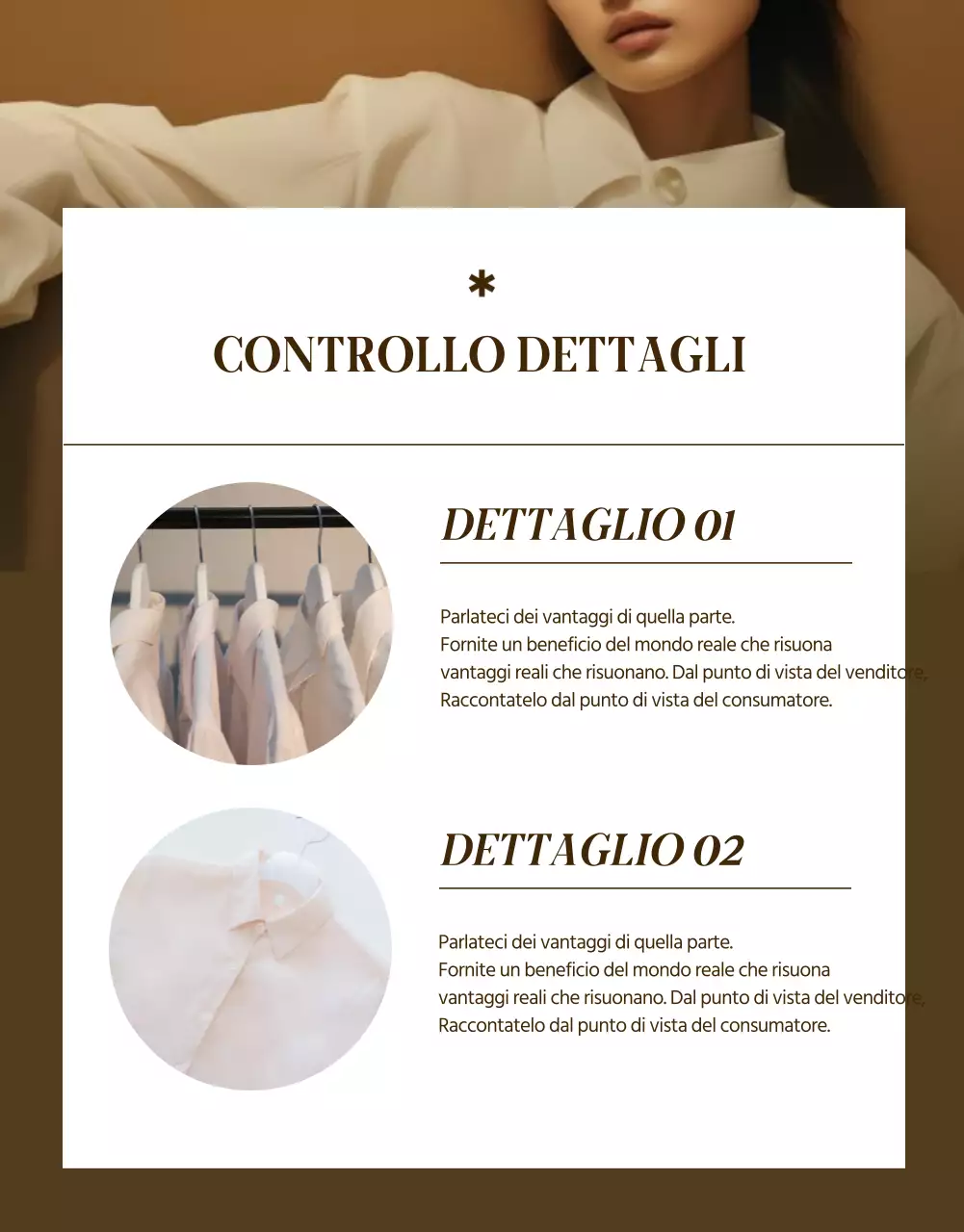 Promuovere una moda semplice in beige e marrone