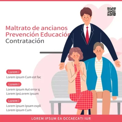 Promover una educación sencilla de color rosa y gris para prevenir los malos tratos a las personas mayores