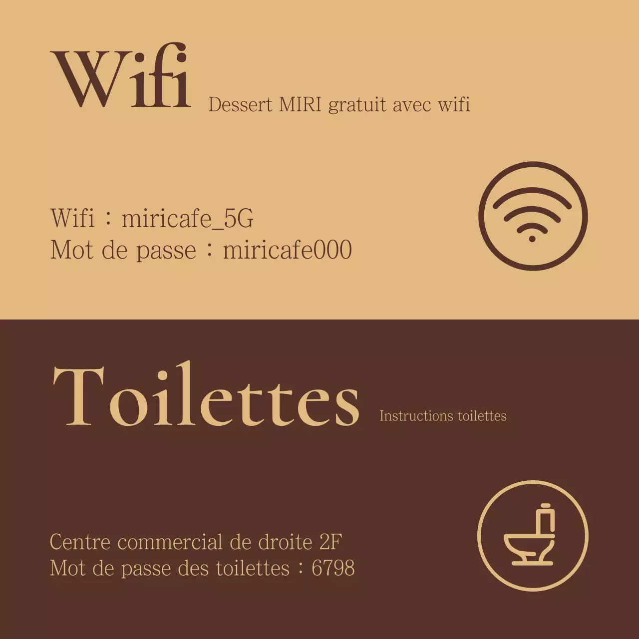 Panneau d'annonce de café classique en marron et beige