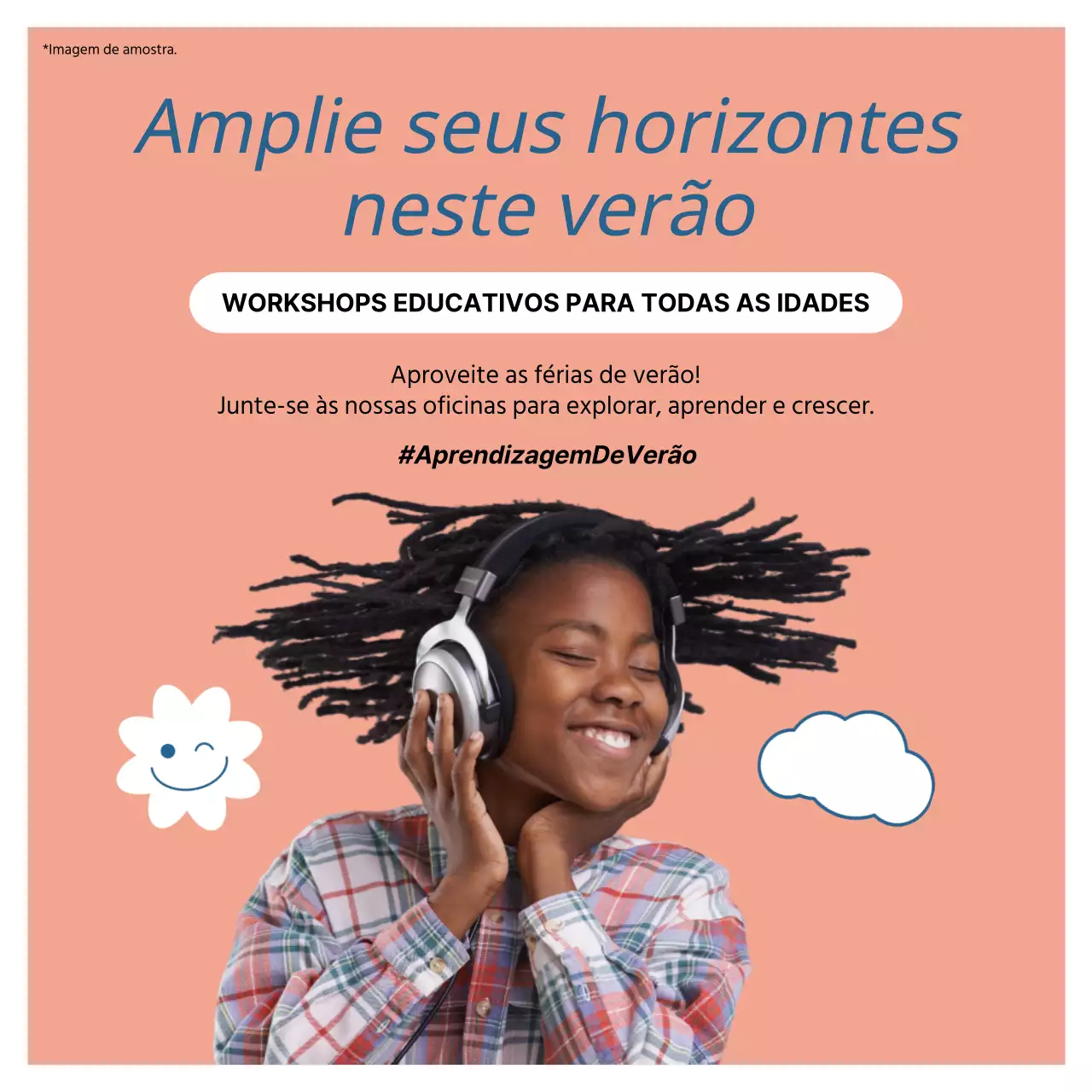 Anúncio de oficina educativa Pop bege e branco
