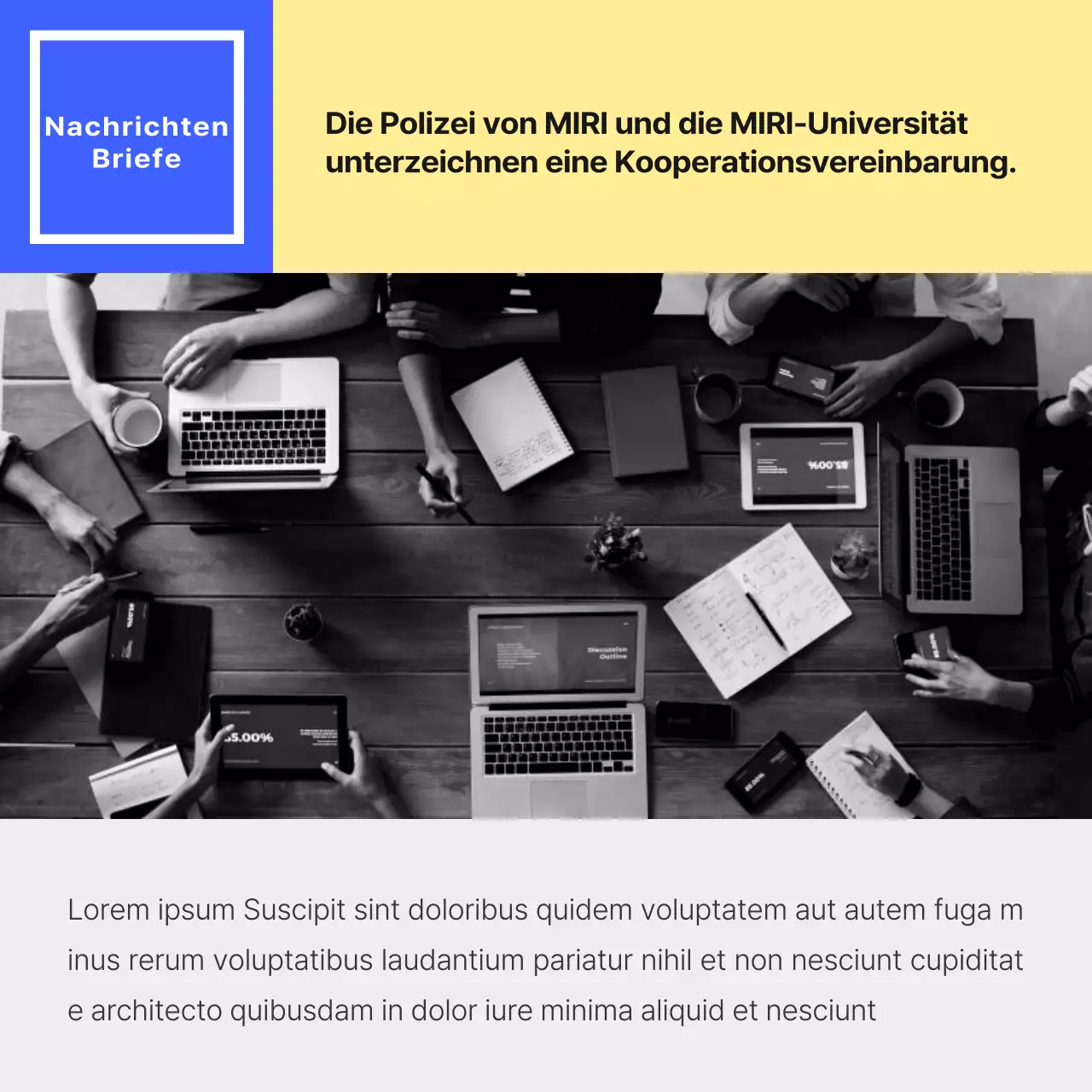 Förderung eines einfachen blau-gelben Polizei-Newsletters