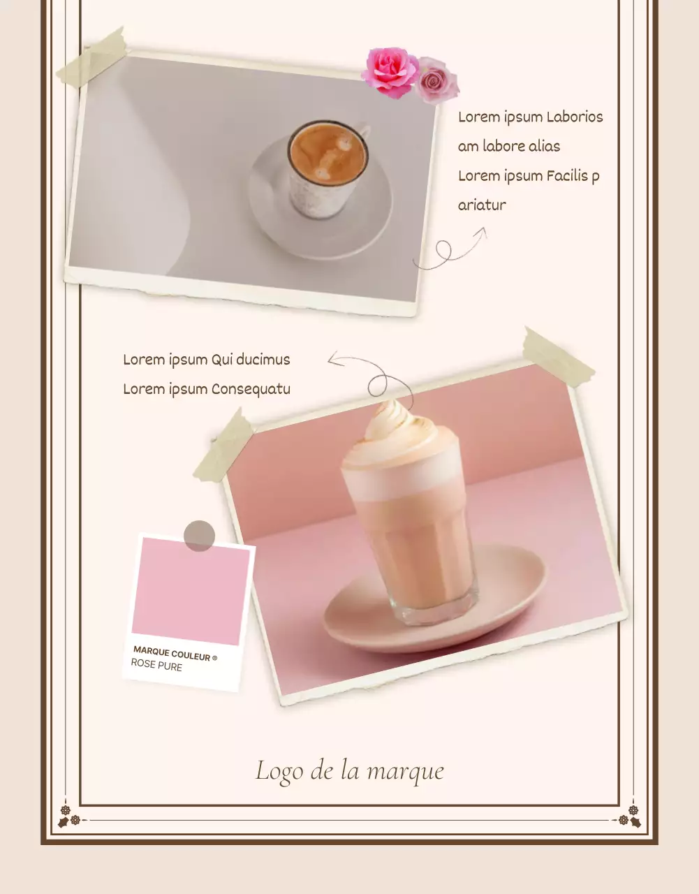 Page d'introduction ou annonce pour les pages de détail vintage en ivoire et beige