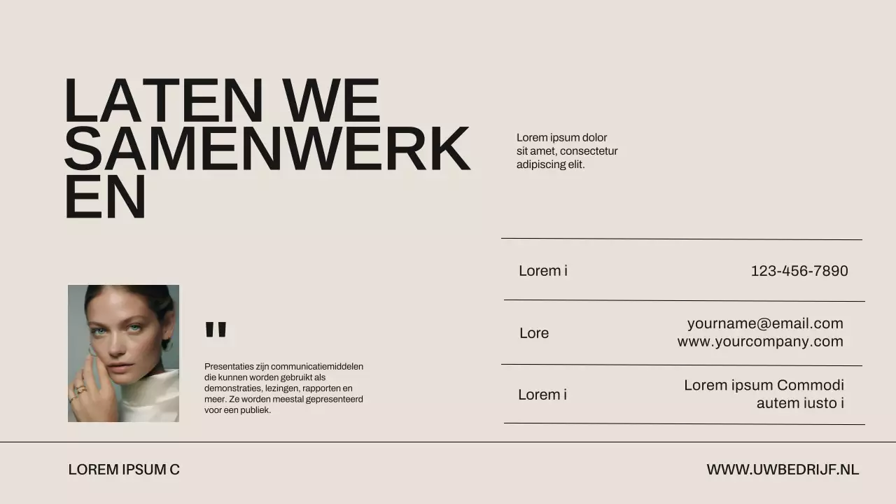 Beige en zwart minimalistisch creatief ontwerp portfolio