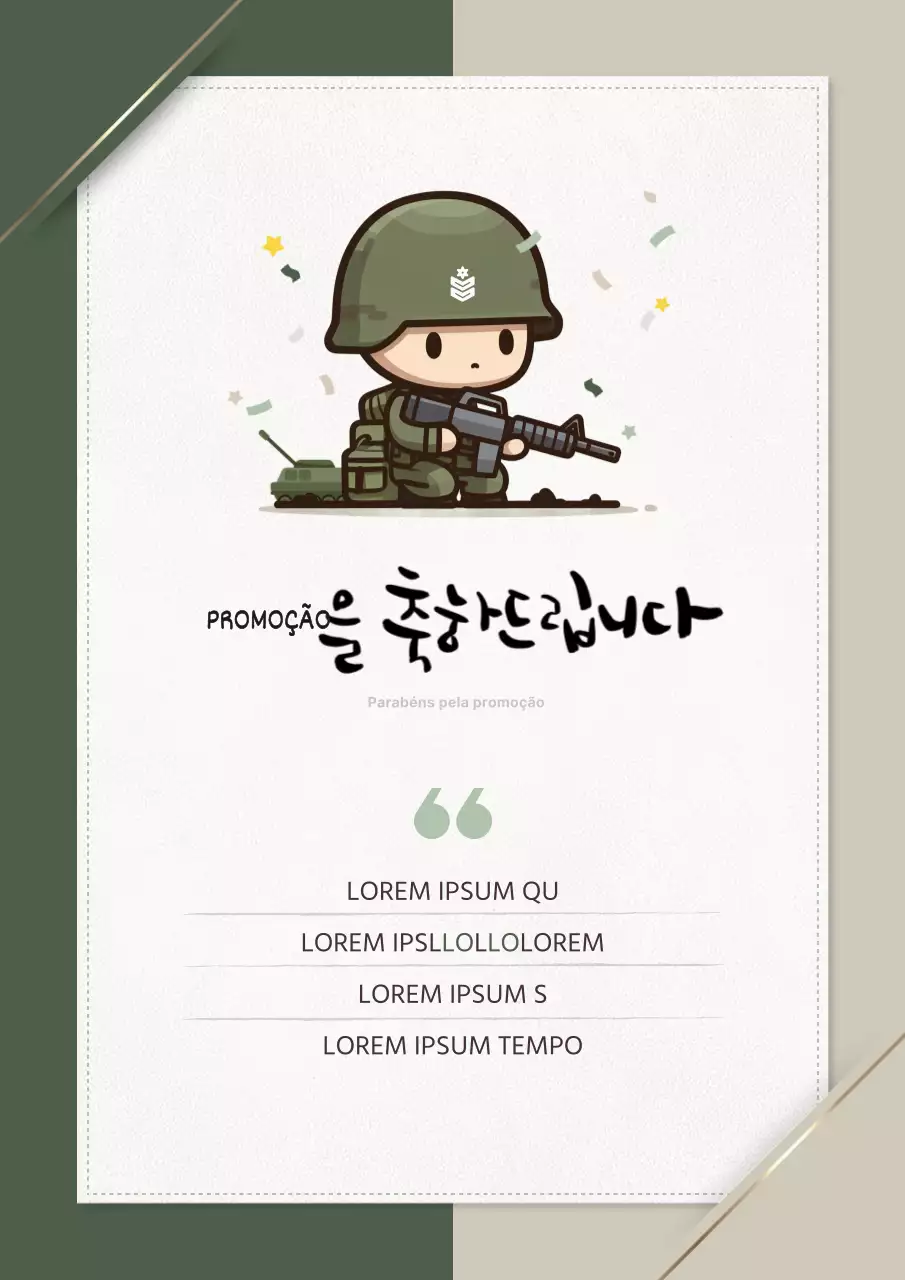 Carta de promoção militar gira em caqui e bege