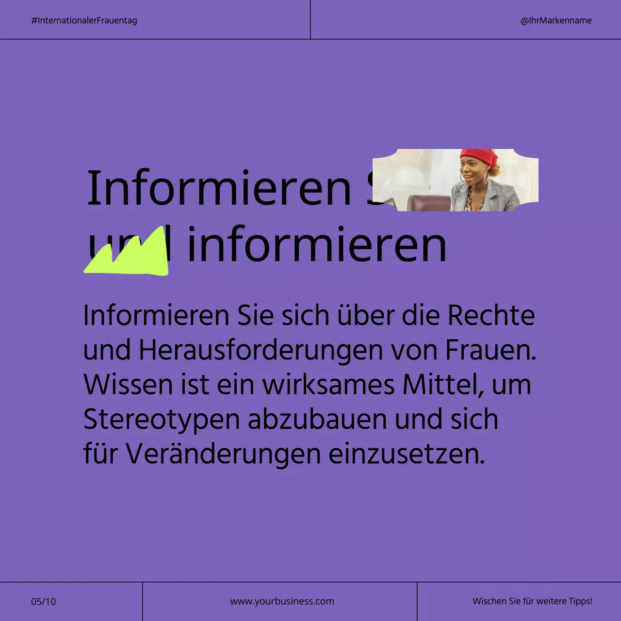 Lila und Neon Modern Kampagne zum Internationalen Frauentag