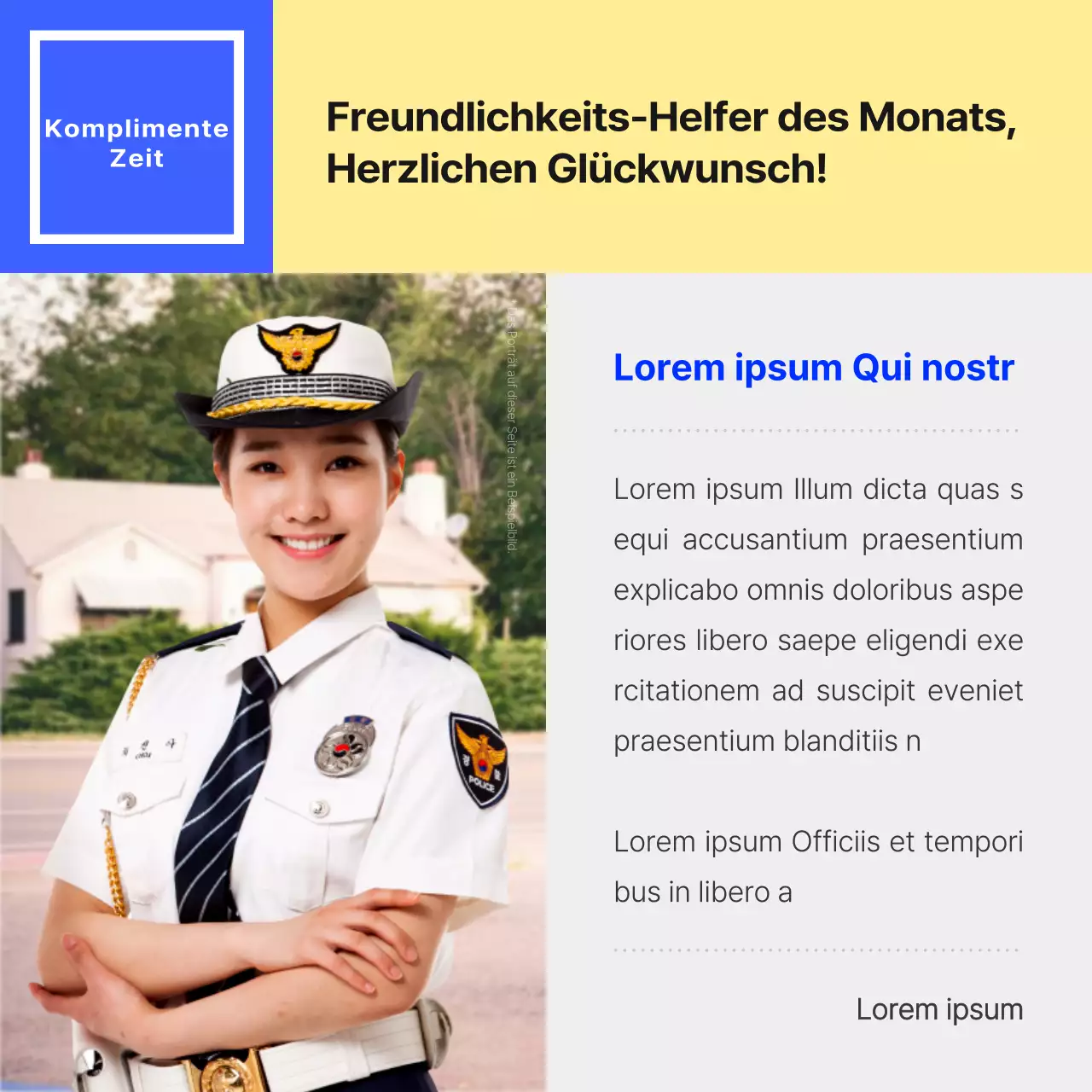 Förderung eines einfachen blau-gelben Polizei-Newsletters