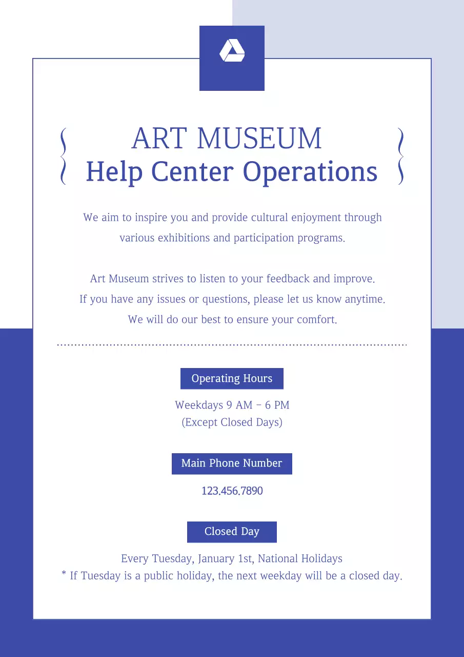 Blue Minimal Museum Information Poster