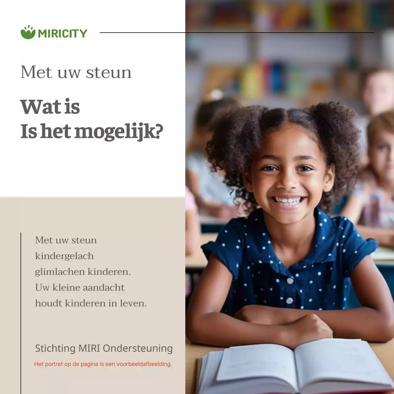 Promoot kindersponsoring met bruin en wit minimalisme