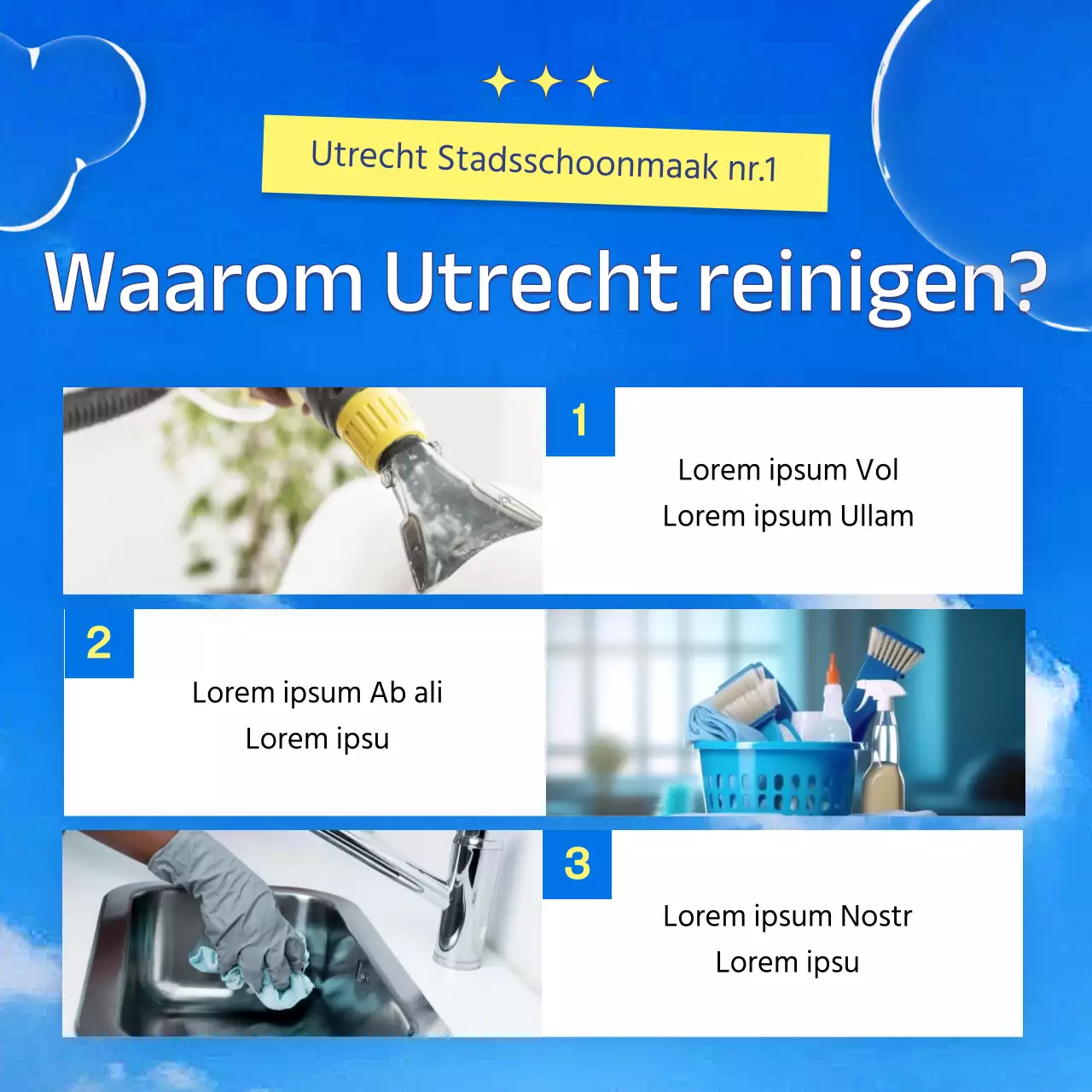 Promoot je schoonmaakbedrijf met lichtblauwe en gele accenten