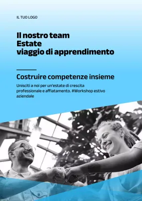 Promuovere un moderno workshop estivo in azzurro