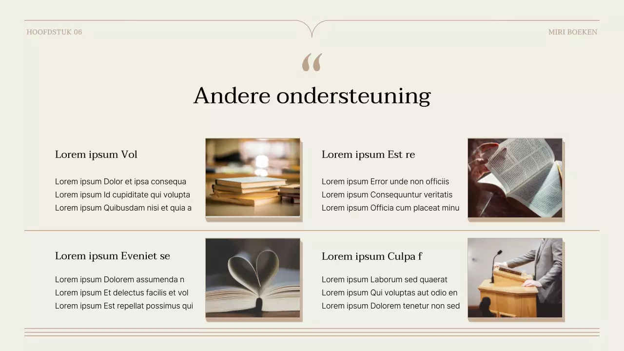 Een eenvoudig boekvoorstel in bruin en beige