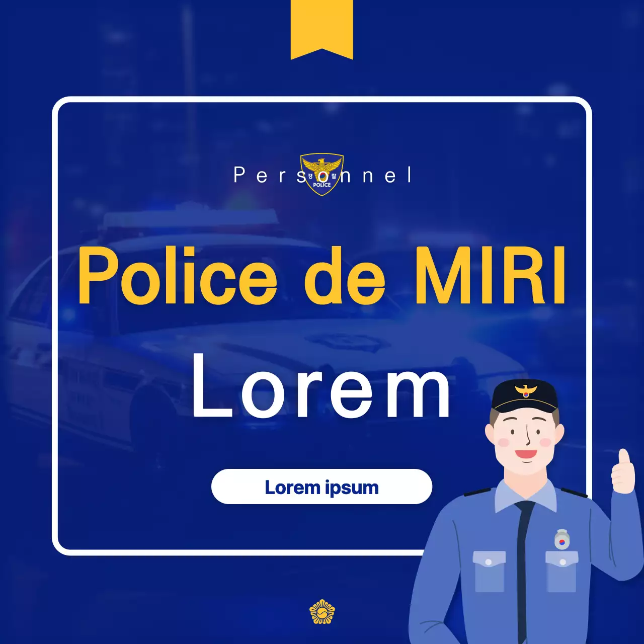 Promouvoir une lettre d'information policière tendance en jaune et bleu marine