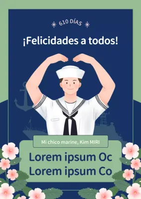 Bonito folleto de promoción militar en azul marino y verde