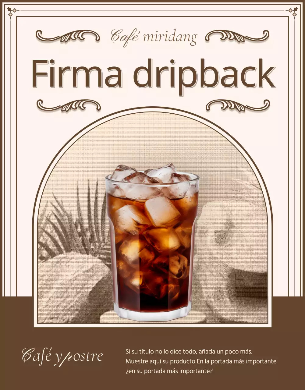 Anuncio vintage de cafetería panadería en marfil y beige