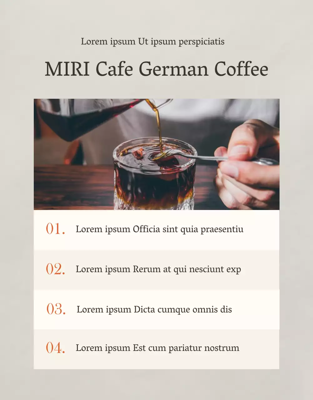 Werbung für modernen holländischen Kaffee auf braunem Hintergrund