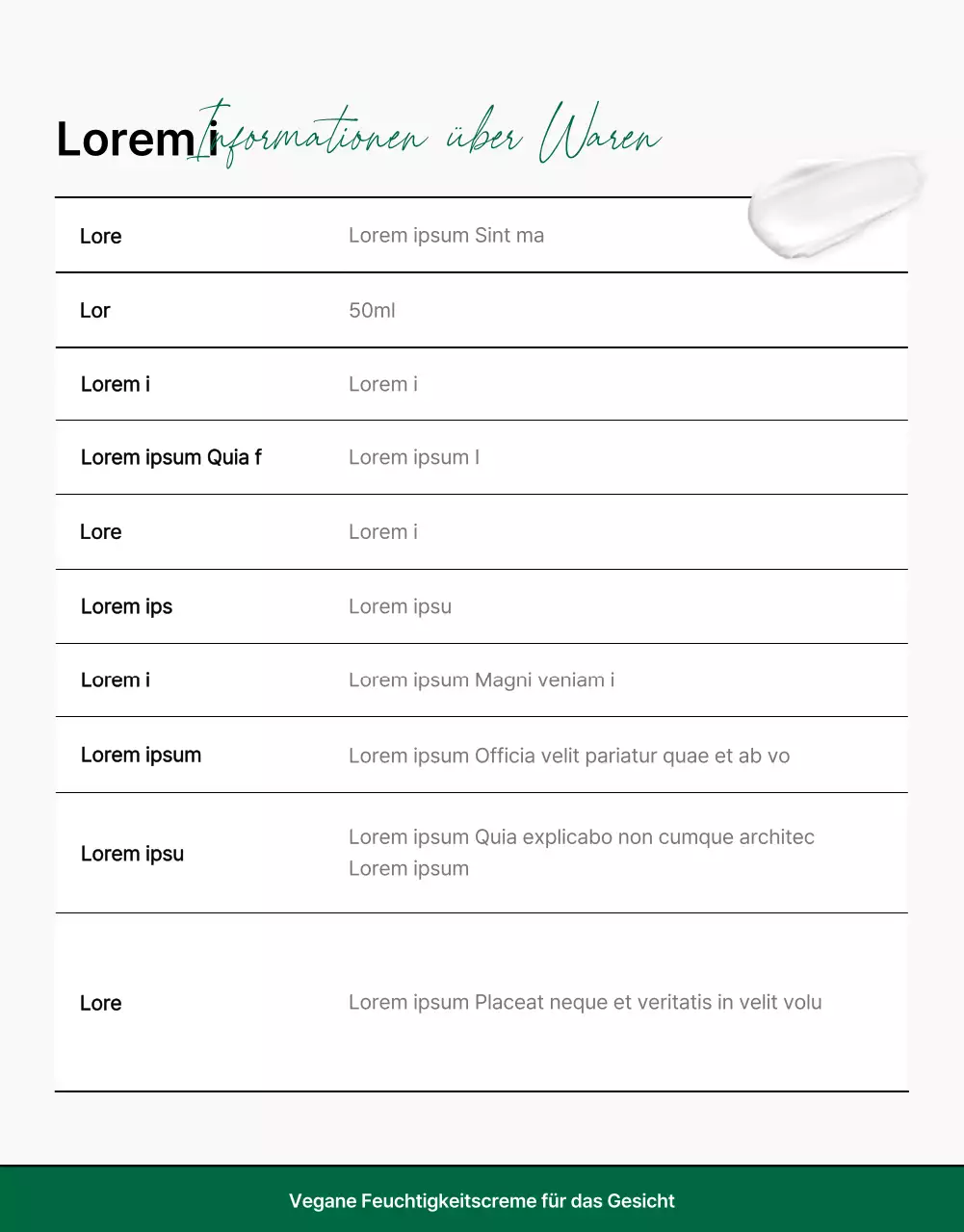 Förderung einer einfachen grün-weißen Naturkosmetik-Checkpoint-Seite