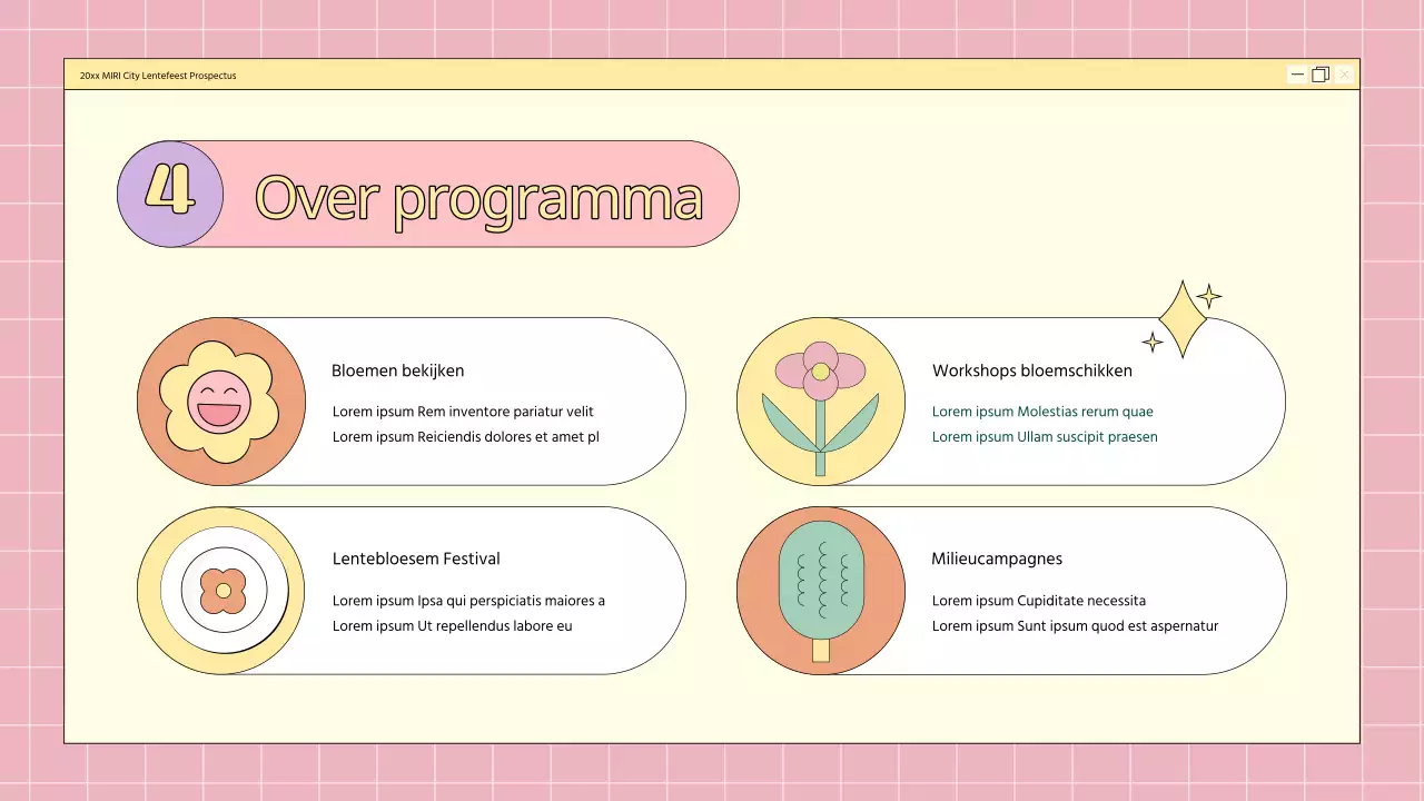 Een kitscherige festivalplanner met bloemen in roze en mauve