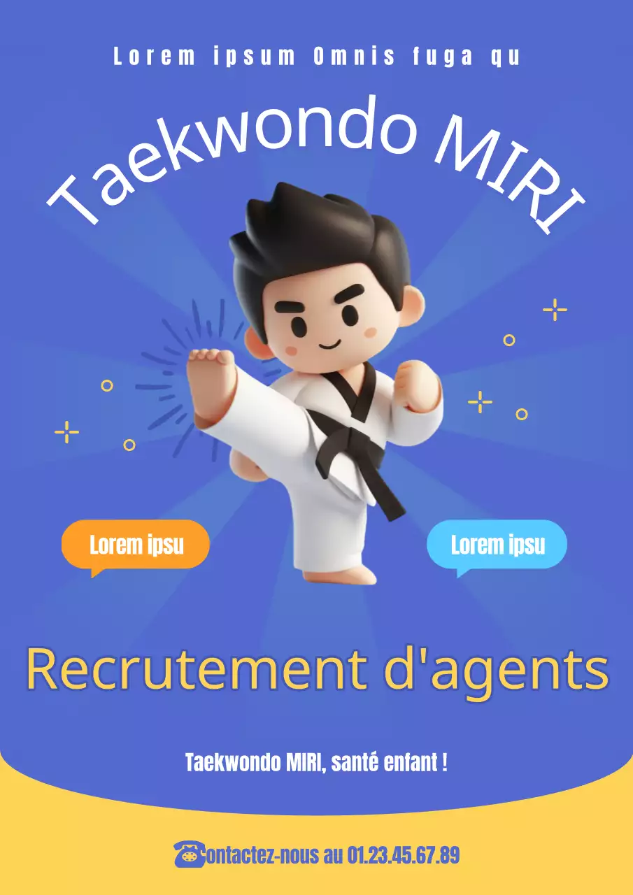 Campagne de recrutement de la classe de kendo bleu et jaune kitsch