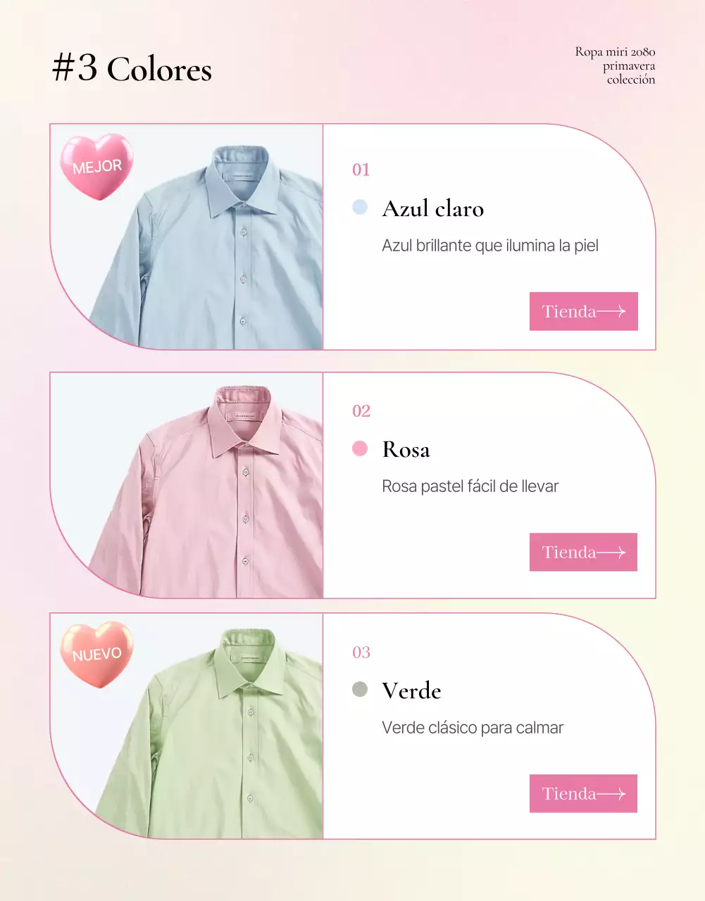 Promocione las páginas de productos de moda de primavera en rosa