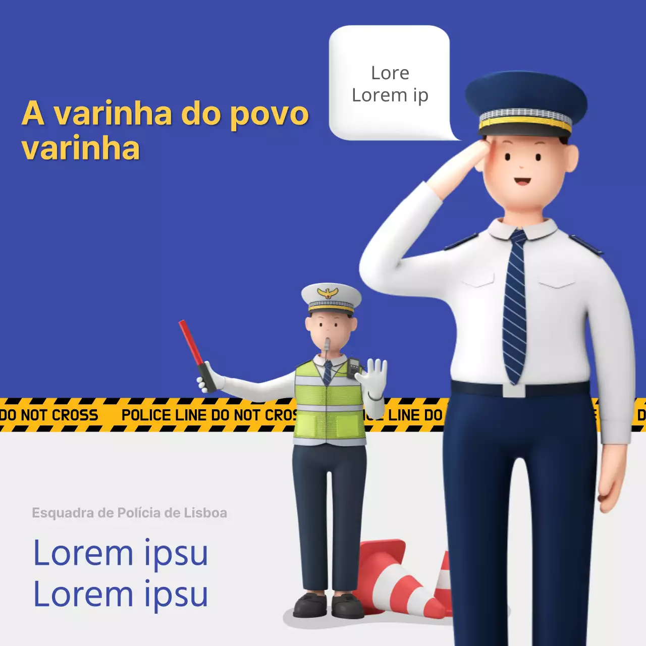 Promover o conteúdo policial em azul e branco