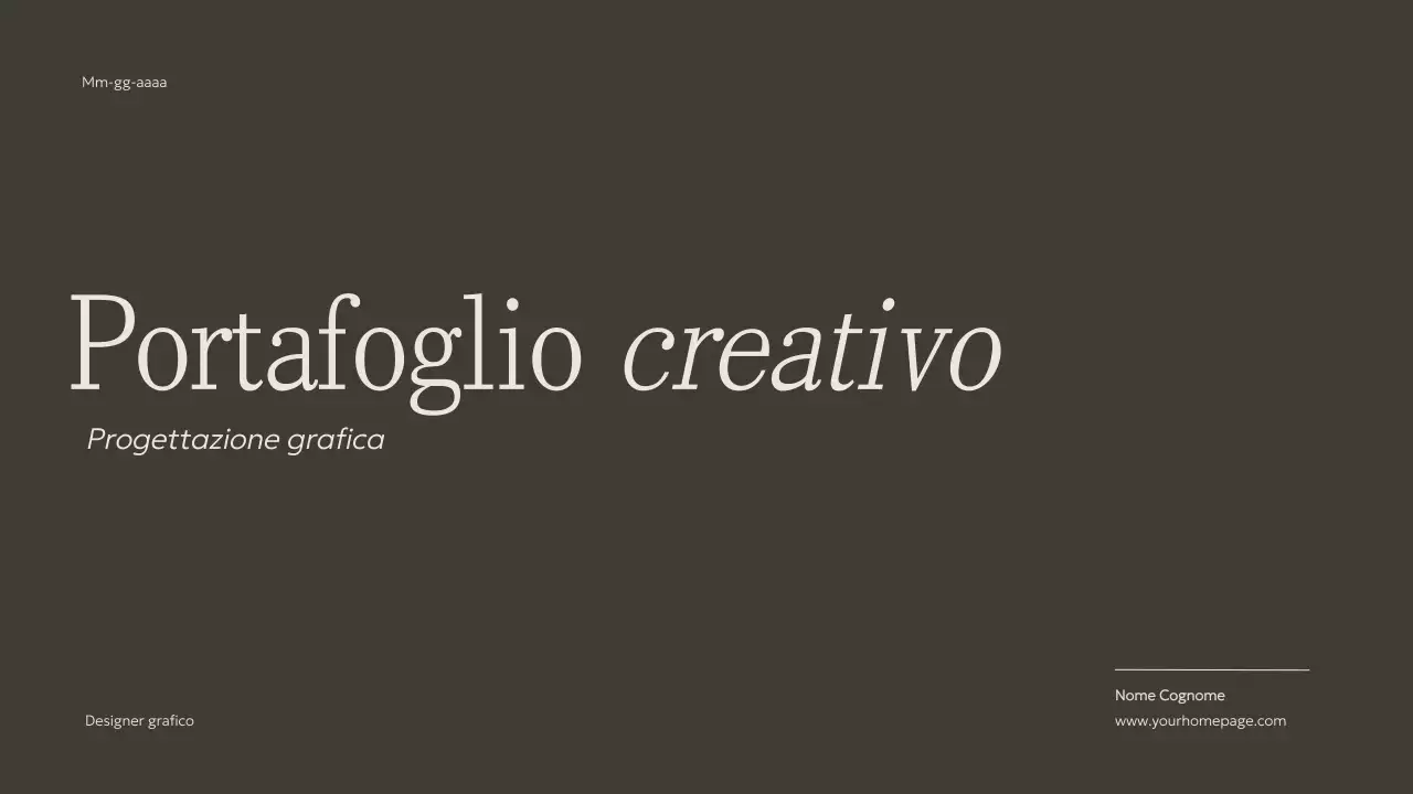 Materiale per portfolio creativo minimalista beige e kaki