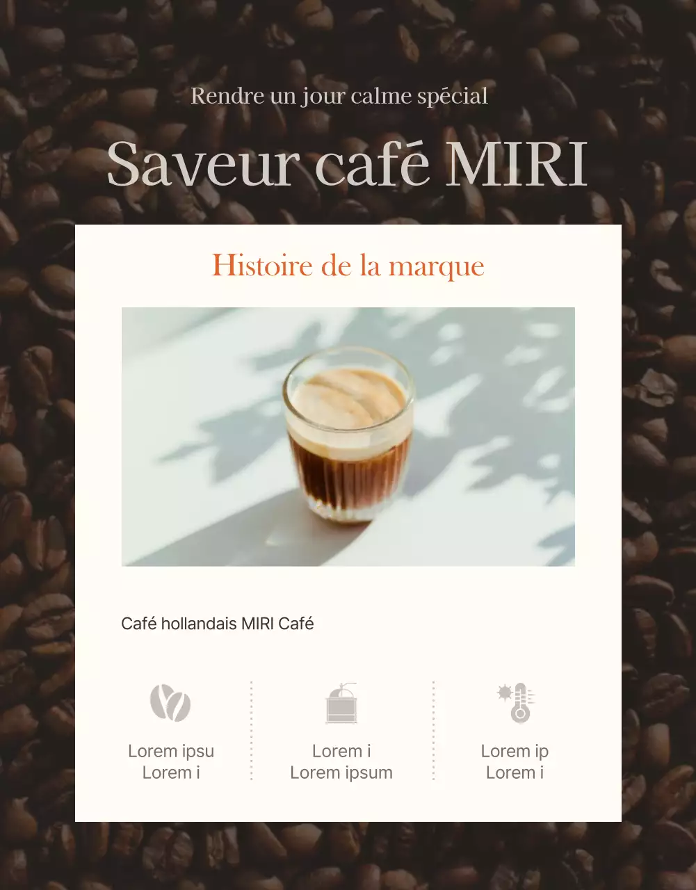 Promouvoir le café hollandais moderne sur fond brun