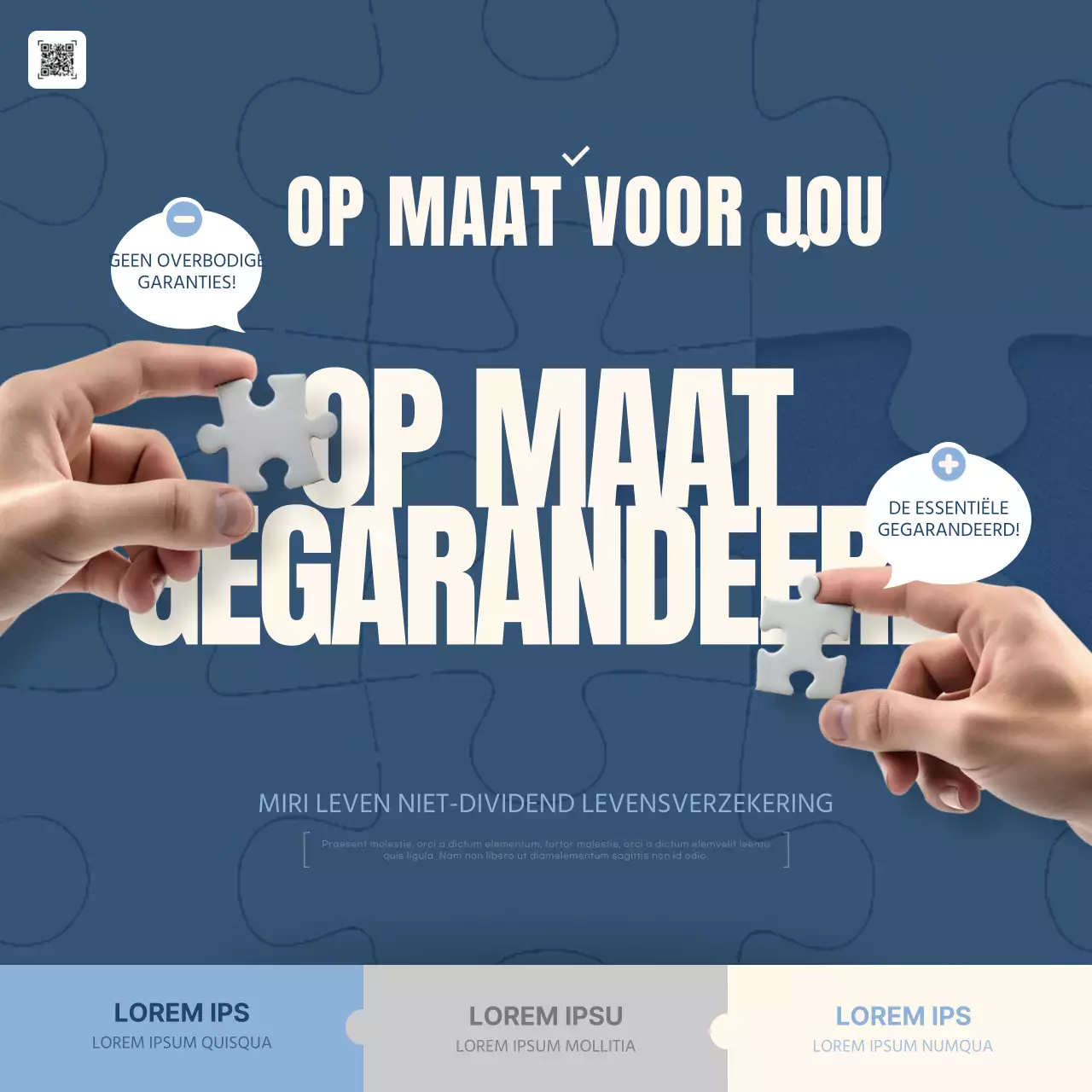 Beleidsinformatie gemarkeerd in marineblauw en ivoorkleurig