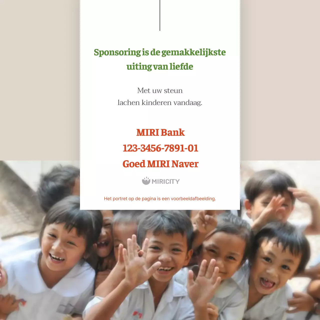 Promoot kindersponsoring met bruin en wit minimalisme