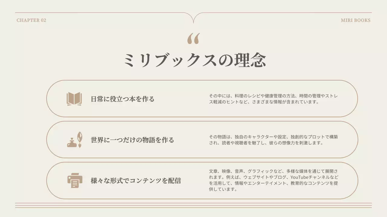 ベージュ シンプル 出版 計画書 プレゼンテーション