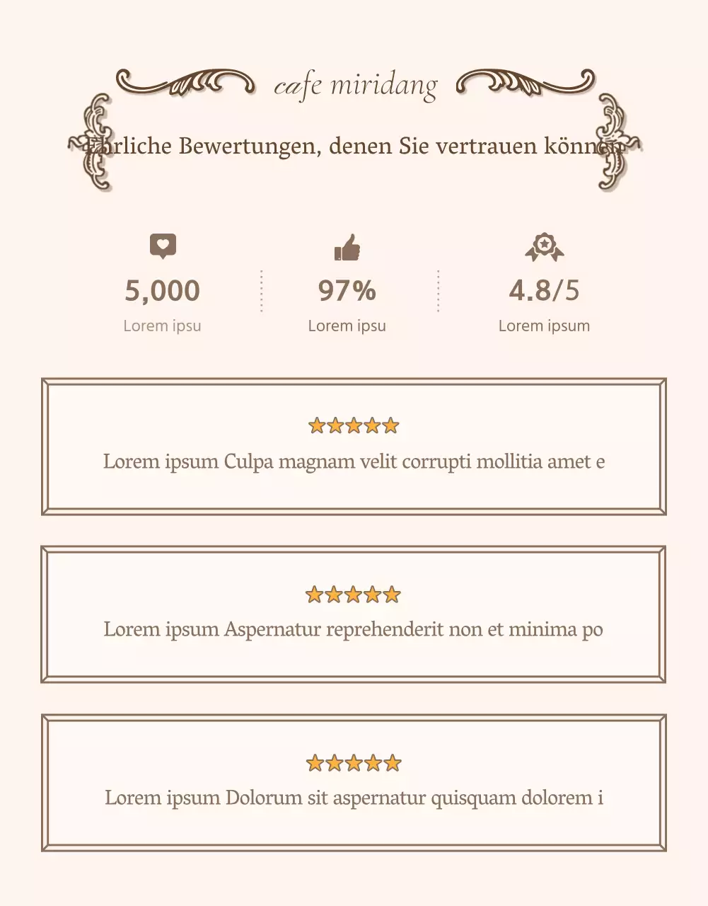 Werbung für eine Café-Bäckerei mit Vintage-Konzept in Elfenbein und Beige