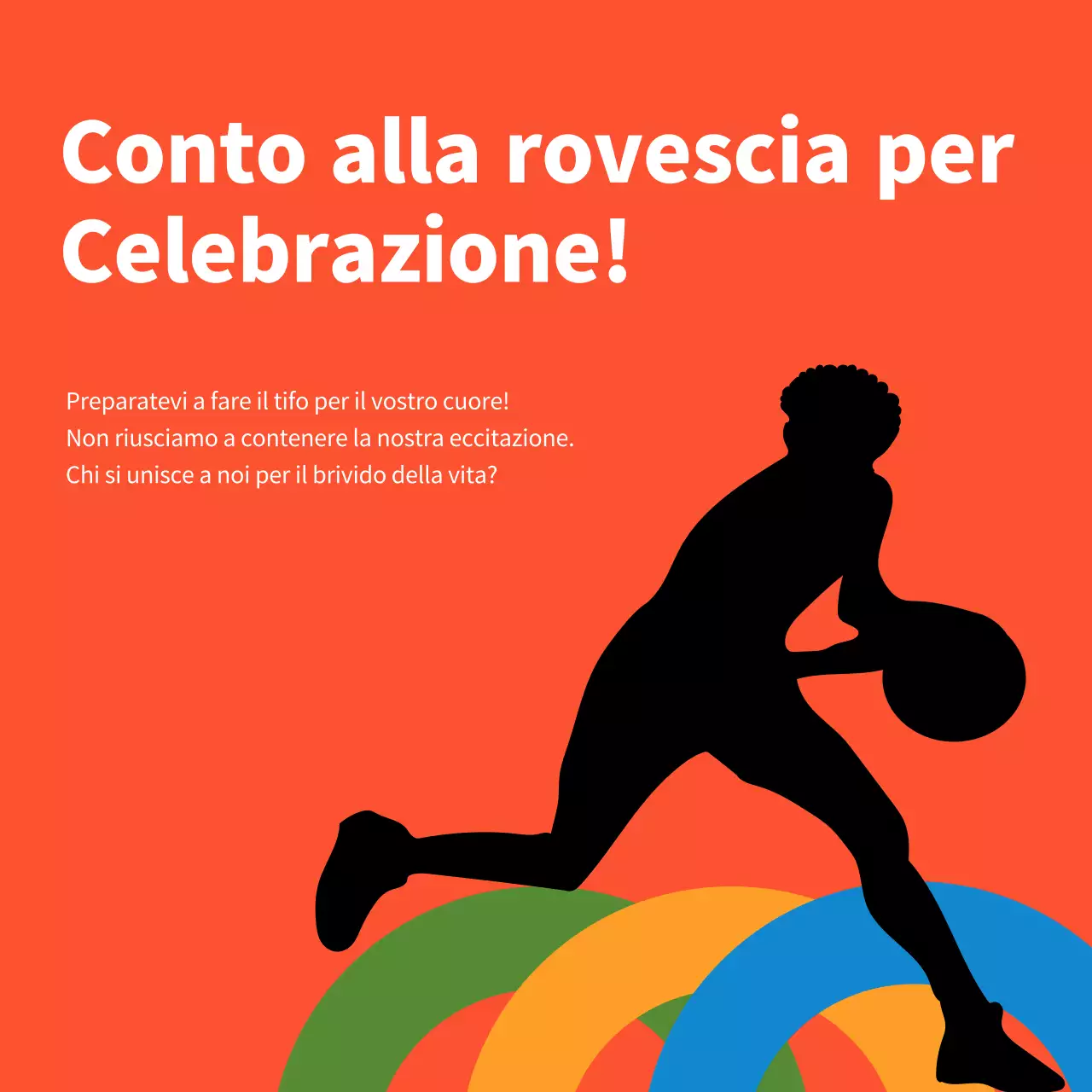 Modello di promozione sportiva moderna in arancione e blu