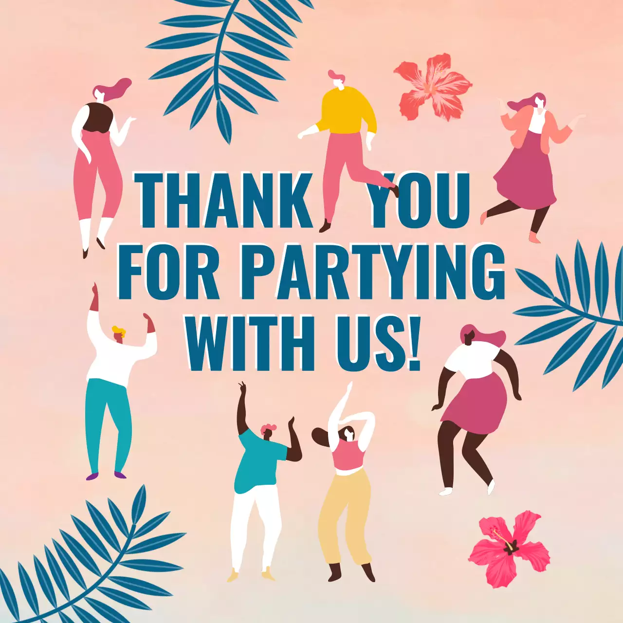 Blue Retro Party Invitation Social Media Post