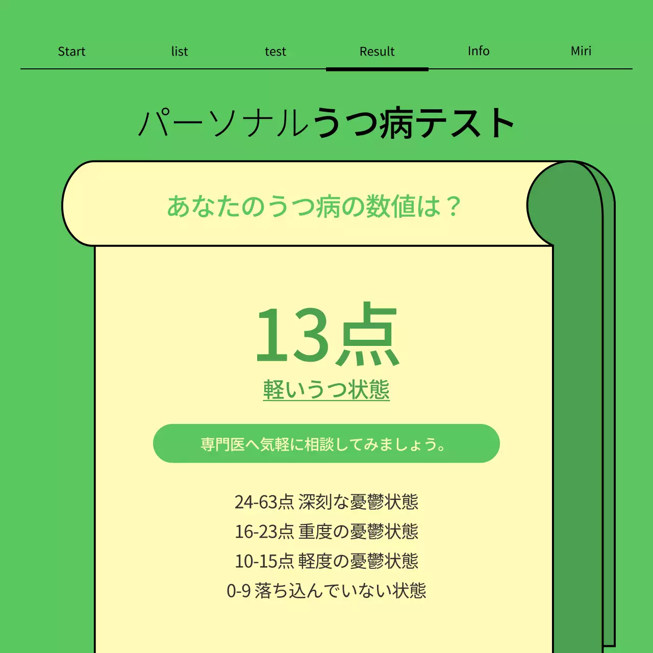 緑 シンプル メンタルヘルス 診断 Instagram カルーセル