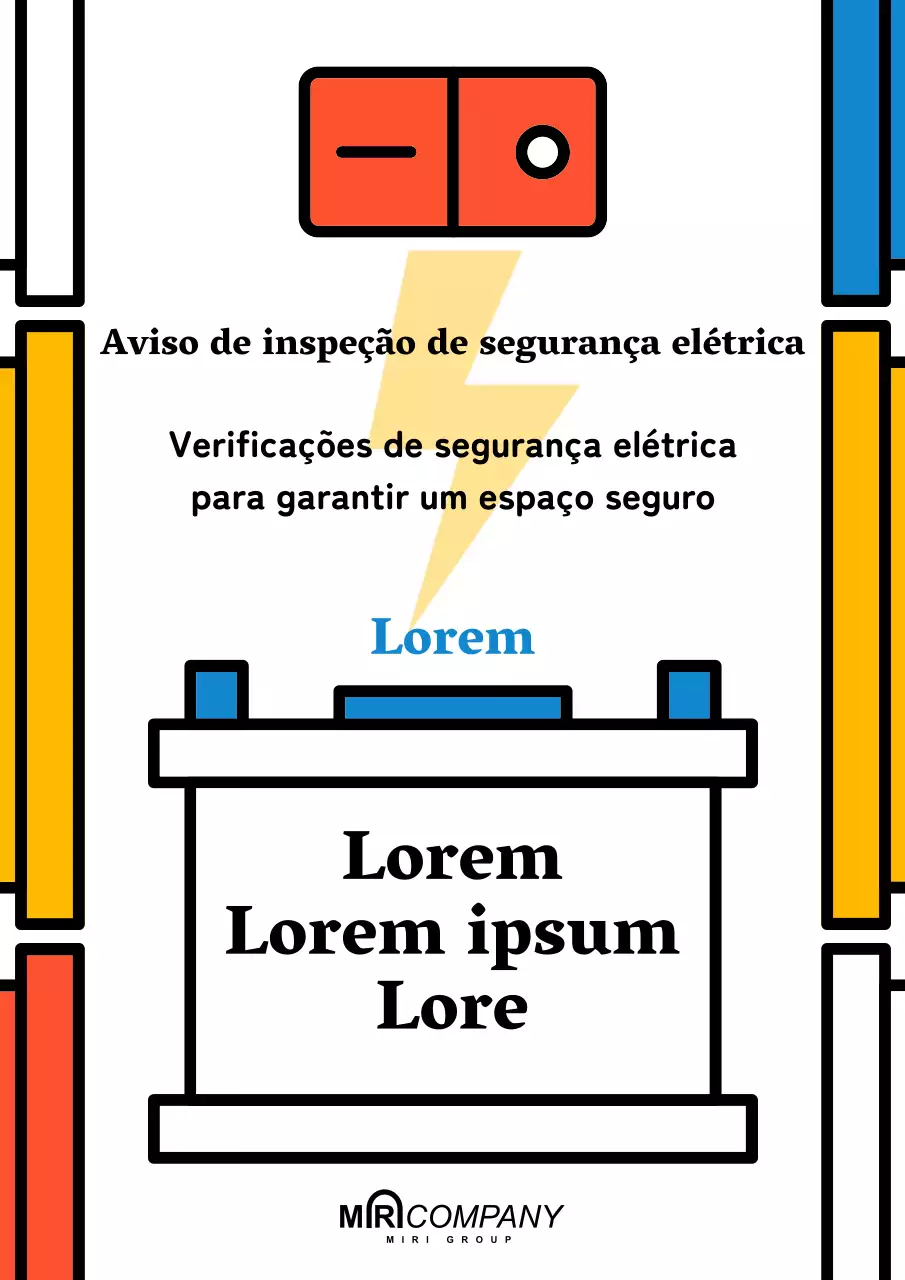 Aviso simples de segurança eléctrica em branco e laranja